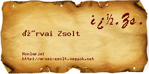 Árvai Zsolt névjegykártya